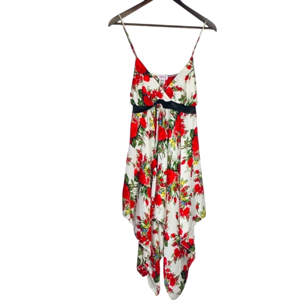 Vintage Madrag Y2K Babydoll Top Floral Satin Long Line Romantic Size Large
